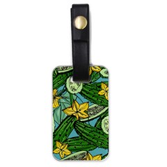 Seamless Pattern With Cucumber Slice Flower Colorful Hand Drawn Background With Vegetables Wallpaper Luggage Tag (one Side) by BangZart