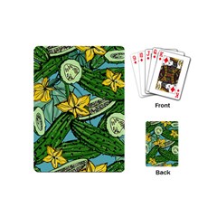 Seamless Pattern With Cucumber Slice Flower Colorful Hand Drawn Background With Vegetables Wallpaper Playing Cards Single Design (mini)