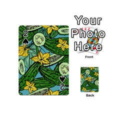 Seamless Pattern With Cucumber Slice Flower Colorful Hand Drawn Background With Vegetables Wallpaper Playing Cards 54 Designs (mini)