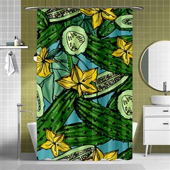 Seamless Pattern With Cucumber Slice Flower Colorful Hand Drawn Background With Vegetables Wallpaper Shower Curtain 48  X 72  (small)  by BangZart