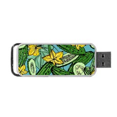 Seamless Pattern With Cucumber Slice Flower Colorful Hand Drawn Background With Vegetables Wallpaper Portable Usb Flash (one Side) by BangZart