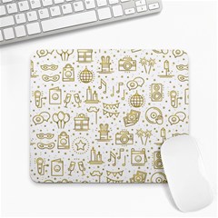 Birthday Party Seamless Pattern Gold Party Decor Elements Birthday Cake Gift Confetti Festive Event  Large Mousepads