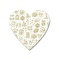 Birthday Party Seamless Pattern Gold Party Decor Elements Birthday Cake Gift Confetti Festive Event  Heart Magnet