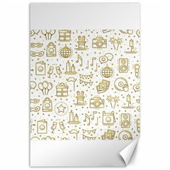 Birthday Party Seamless Pattern Gold Party Decor Elements Birthday Cake Gift Confetti Festive Event  Canvas 24  X 36 