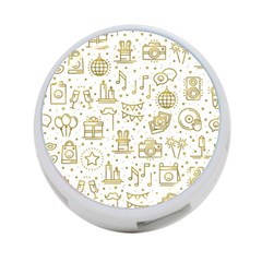 Birthday Party Seamless Pattern Gold Party Decor Elements Birthday Cake Gift Confetti Festive Event  4-port Usb Hub (one Side)