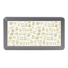 Birthday Party Seamless Pattern Gold Party Decor Elements Birthday Cake Gift Confetti Festive Event  Memory Card Reader (mini)