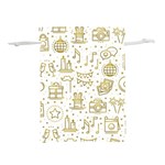 Birthday party seamless pattern gold party decor elements birthday cake gift confetti festive event  Lightweight Drawstring Pouch (S) Front