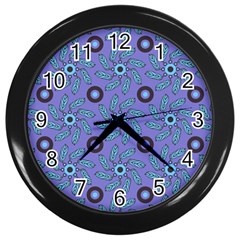 Floral Seamless Pattern Wall Clock (black) by BangZart