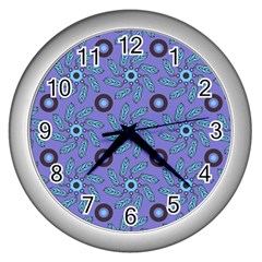 Floral Seamless Pattern Wall Clock (silver)