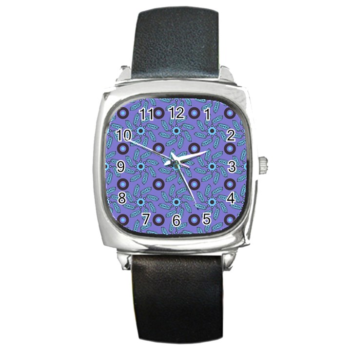 Floral seamless pattern Square Metal Watch