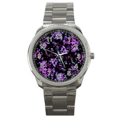 Abstract Intricate Texture Print Sport Metal Watch