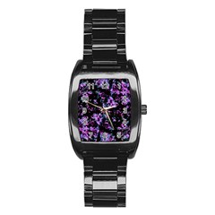 Abstract Intricate Texture Print Stainless Steel Barrel Watch