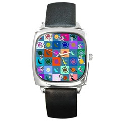 Space pattern Multicolour Square Metal Watch