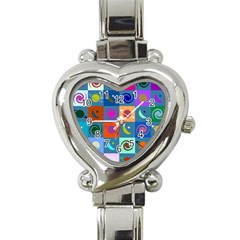 Space pattern Multicolour Heart Italian Charm Watch