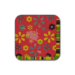 Aiflowers pattern Rubber Coaster (Square) 