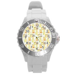 Abstract pattern Round Plastic Sport Watch (L)