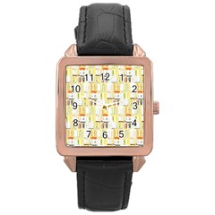 Abstract pattern Rose Gold Leather Watch 