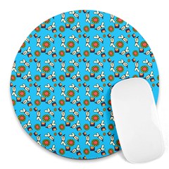 Clown Ghost Pattern Blue Round Mousepads by snowwhitegirl