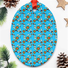 Clown Ghost Pattern Blue Ornament (oval)