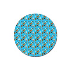 Clown Ghost Pattern Blue Magnet 3  (round) by snowwhitegirl