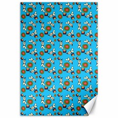 Clown Ghost Pattern Blue Canvas 12  X 18  by snowwhitegirl