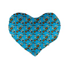 Clown Ghost Pattern Blue Standard 16  Premium Heart Shape Cushions by snowwhitegirl