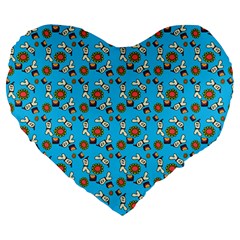 Clown Ghost Pattern Blue Large 19  Premium Heart Shape Cushions by snowwhitegirl