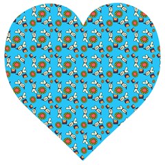 Clown Ghost Pattern Blue Wooden Puzzle Heart by snowwhitegirl