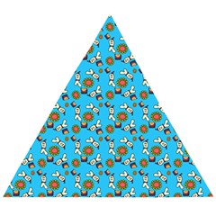 Clown Ghost Pattern Blue Wooden Puzzle Triangle by snowwhitegirl