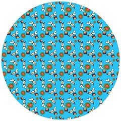 Clown Ghost Pattern Blue Wooden Puzzle Round by snowwhitegirl