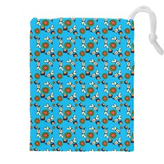 Clown Ghost Pattern Blue Drawstring Pouch (5xl) by snowwhitegirl