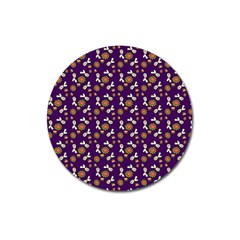 Clown Ghost Pattern Purple Magnet 3  (round) by snowwhitegirl