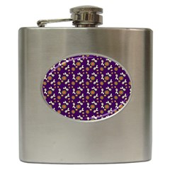 Clown Ghost Pattern Purple Hip Flask (6 Oz) by snowwhitegirl