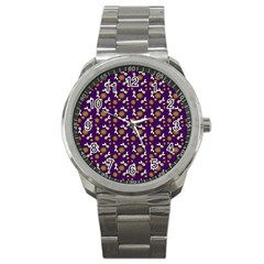 Clown Ghost Pattern Purple Sport Metal Watch by snowwhitegirl