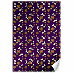 Clown Ghost Pattern Purple Canvas 12  X 18  by snowwhitegirl