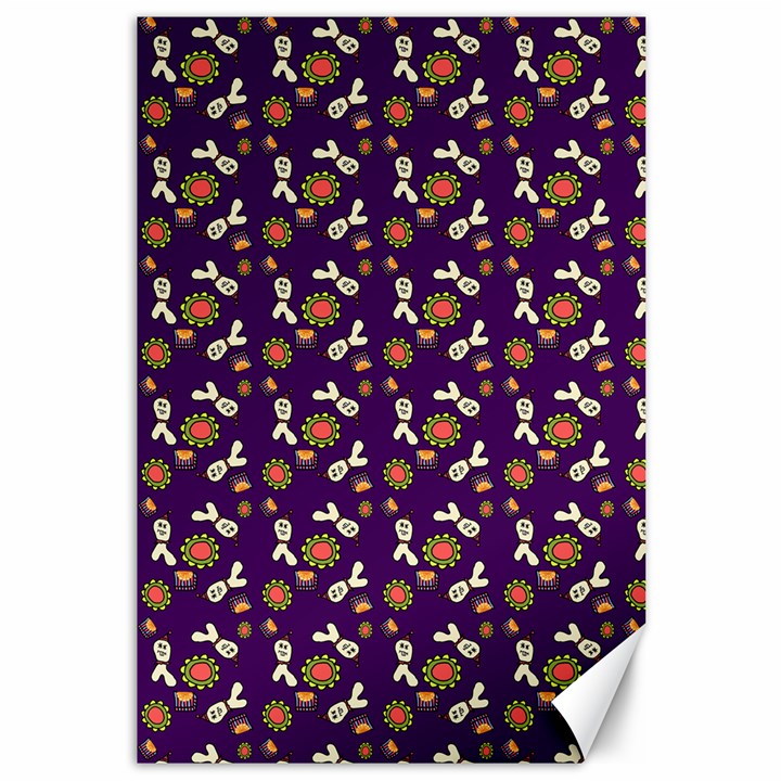 Clown Ghost Pattern Purple Canvas 12  x 18 