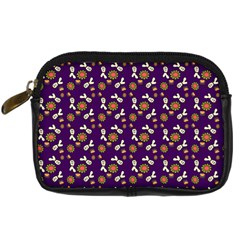 Clown Ghost Pattern Purple Digital Camera Leather Case by snowwhitegirl