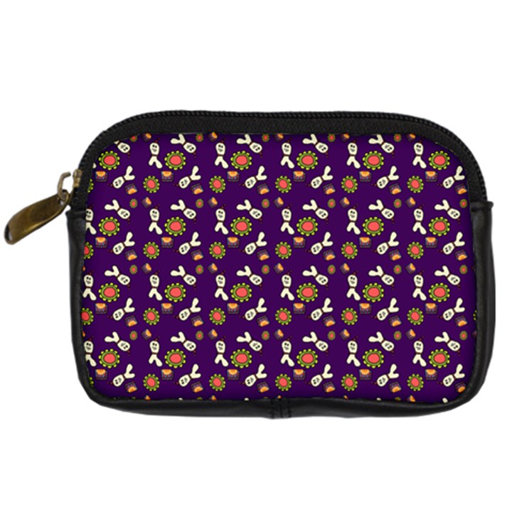 Clown Ghost Pattern Purple Digital Camera Leather Case