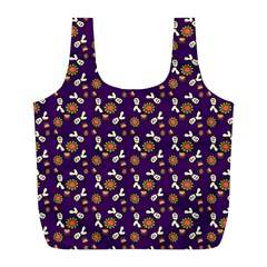 Clown Ghost Pattern Purple Full Print Recycle Bag (l) by snowwhitegirl