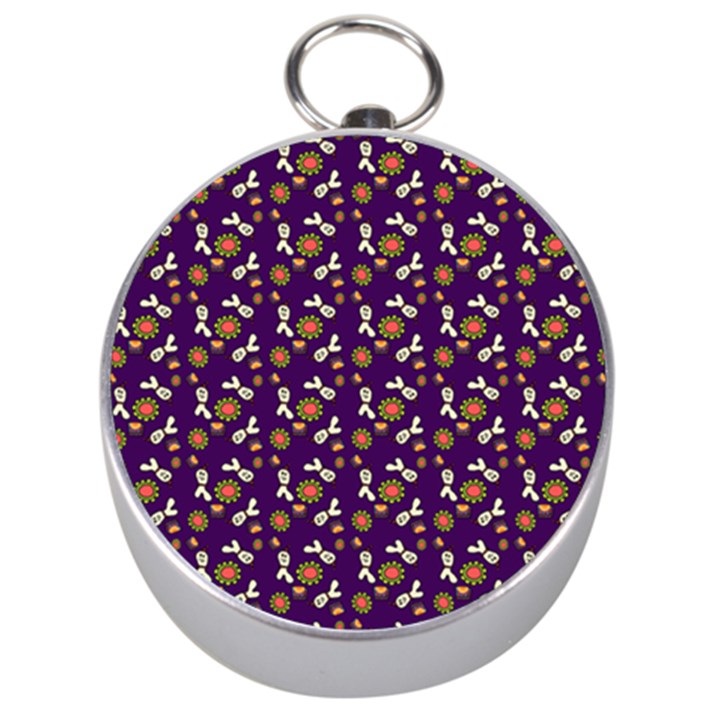 Clown Ghost Pattern Purple Silver Compasses