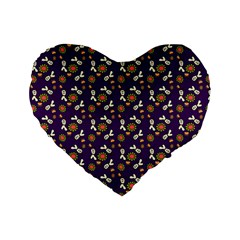 Clown Ghost Pattern Purple Standard 16  Premium Flano Heart Shape Cushions by snowwhitegirl