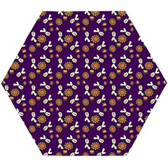 Clown Ghost Pattern Purple Wooden Puzzle Hexagon by snowwhitegirl