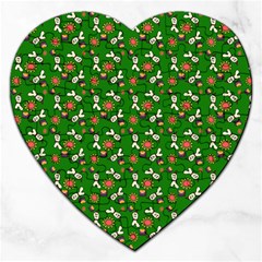 Clown Ghost Pattern Green Jigsaw Puzzle (heart)