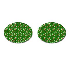 Clown Ghost Pattern Green Cufflinks (oval) by snowwhitegirl