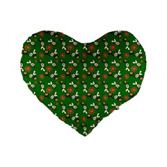 Clown Ghost Pattern Green Standard 16  Premium Heart Shape Cushions by snowwhitegirl