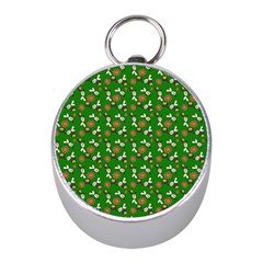 Clown Ghost Pattern Green Mini Silver Compasses by snowwhitegirl