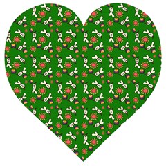 Clown Ghost Pattern Green Wooden Puzzle Heart by snowwhitegirl