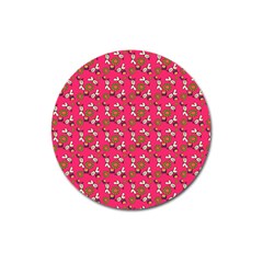 Clown Ghost Pattern Pink Magnet 3  (round) by snowwhitegirl