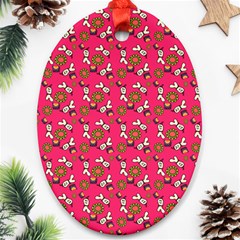 Clown Ghost Pattern Pink Oval Ornament (two Sides)