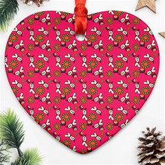 Clown Ghost Pattern Pink Heart Ornament (two Sides) by snowwhitegirl